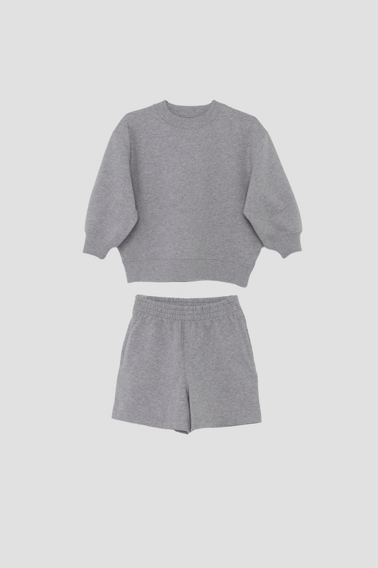 Sweats Bundle 04 - Grey Marle Sweatshirt & Sweatshort